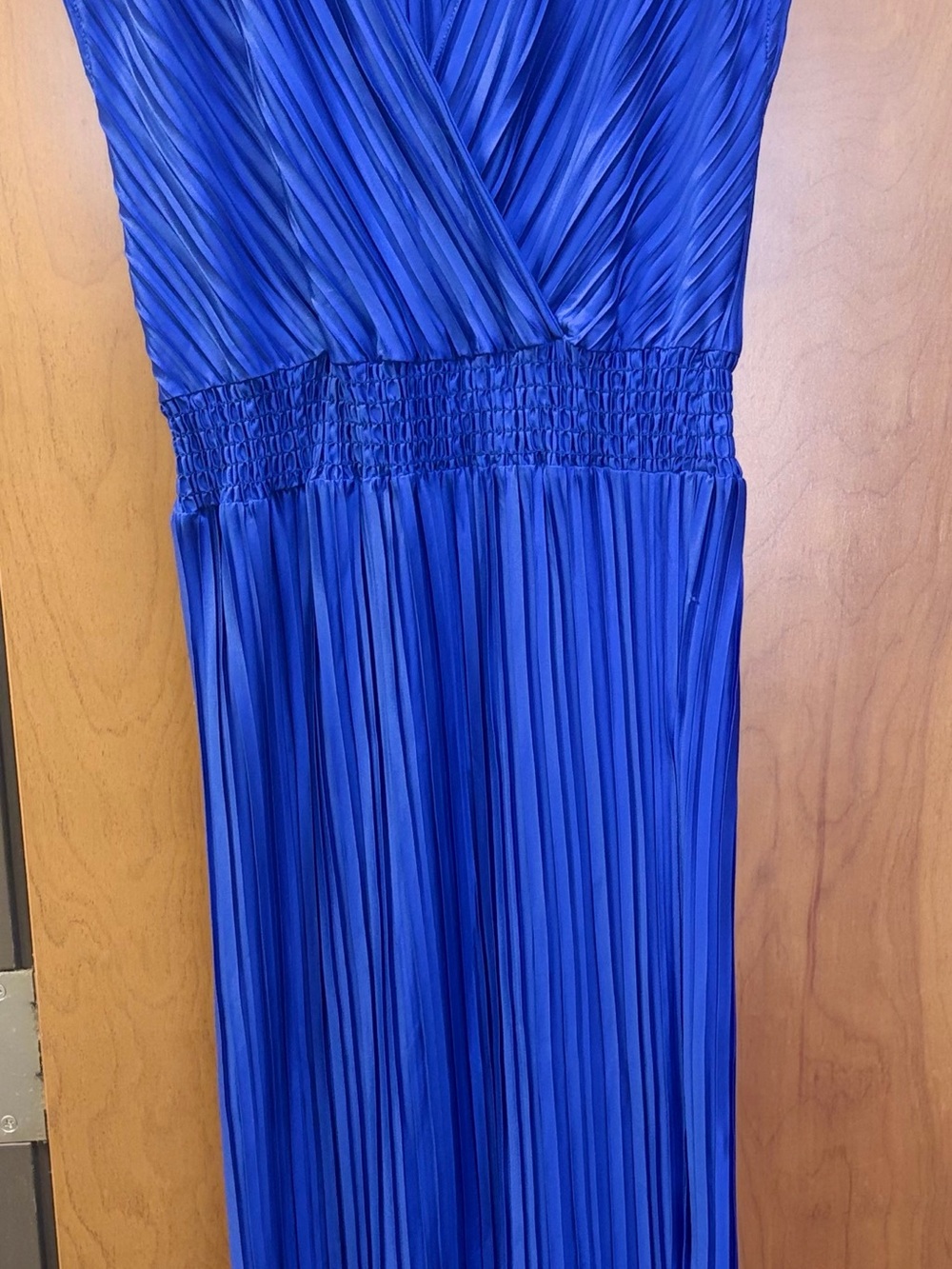 DKNY Cobalt Blue Pleated Maxi Dress